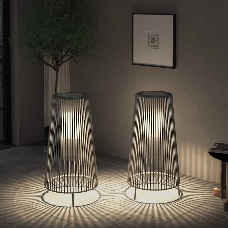 2 Pack Patio Floor Lamp Waterproof Solar Light