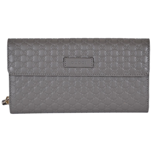 Shop Gucci Women&#39;s 449364 Grey Leather Micro GG Continental Bifold Wallet W/Zip - 8 x 4 inches ...