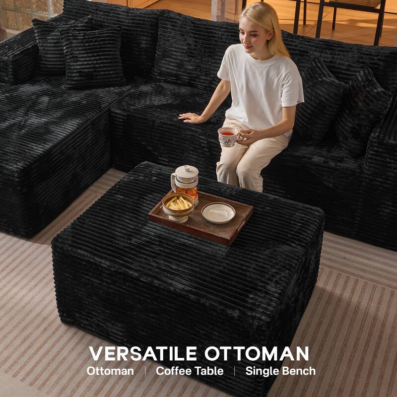 OVIOS All-Foam Cloud L-Shaped Lounger Sofa​ ​​With Ottoman​