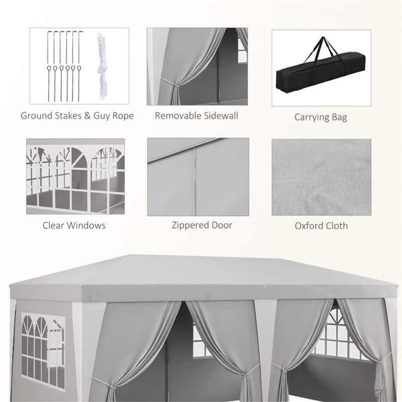 Light Grey Canopy Tent with Windows and 3 Height Settings Ground Stakes Included Carry Bag - 232.25" L x 117" W x 112.25" H