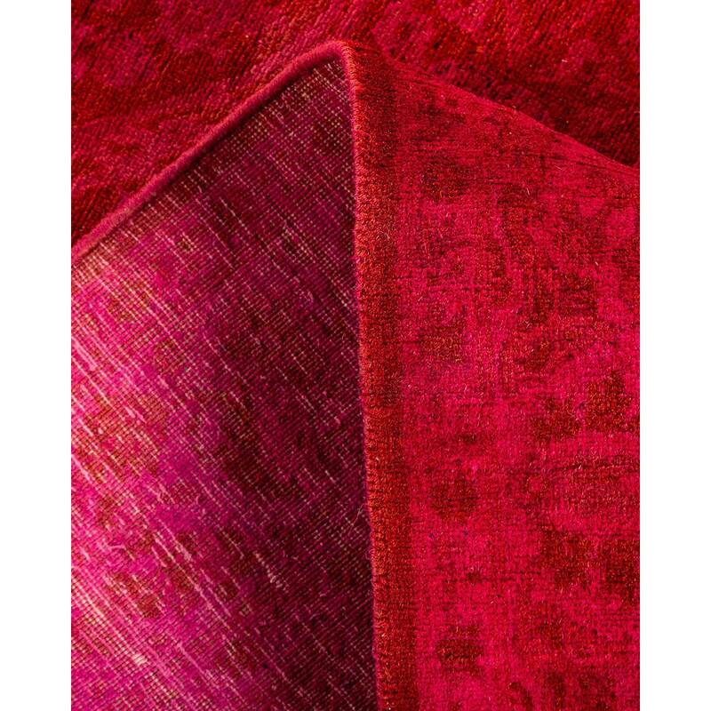 Overton Hand Knotted Wool Vintage Inspired Modern Contemporary Overdyed Pink Runner Rug - 3' 2" x 22' 7"