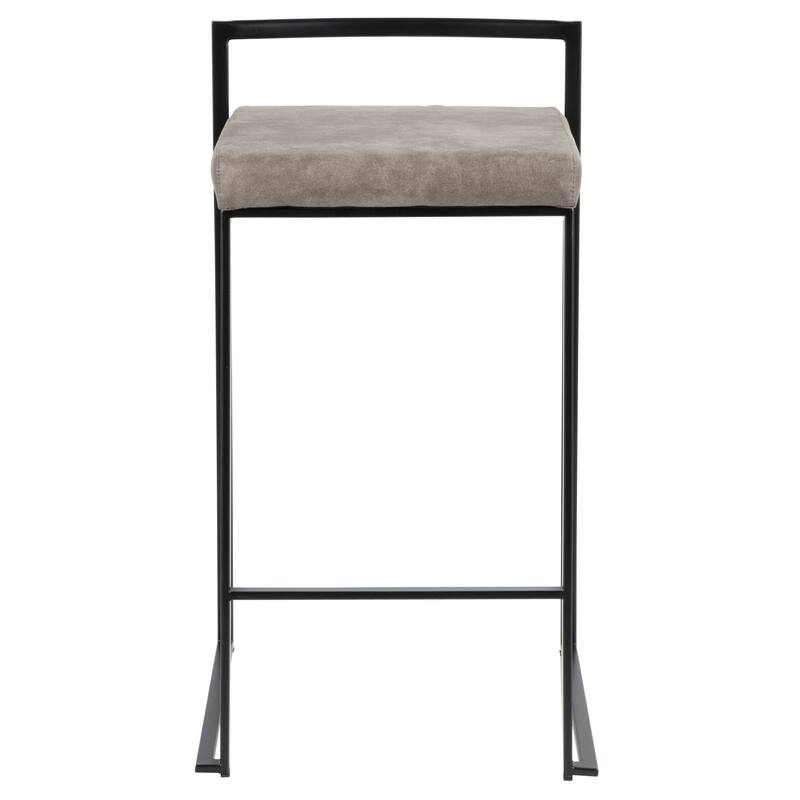 Porch & Den Forrest Contemporary Black Stackable Fully Welded Counter Stool (Set of 2)