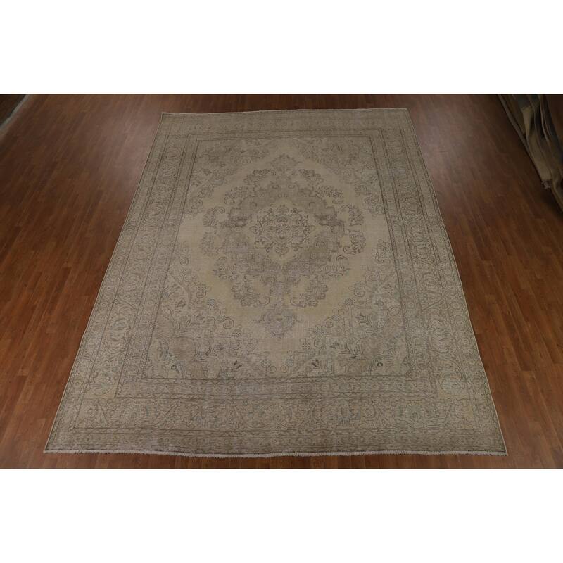 Tabriz Persian Vintage Area Rug Handmade Oriental Wool Carpet - 9'8" x 12'8"
