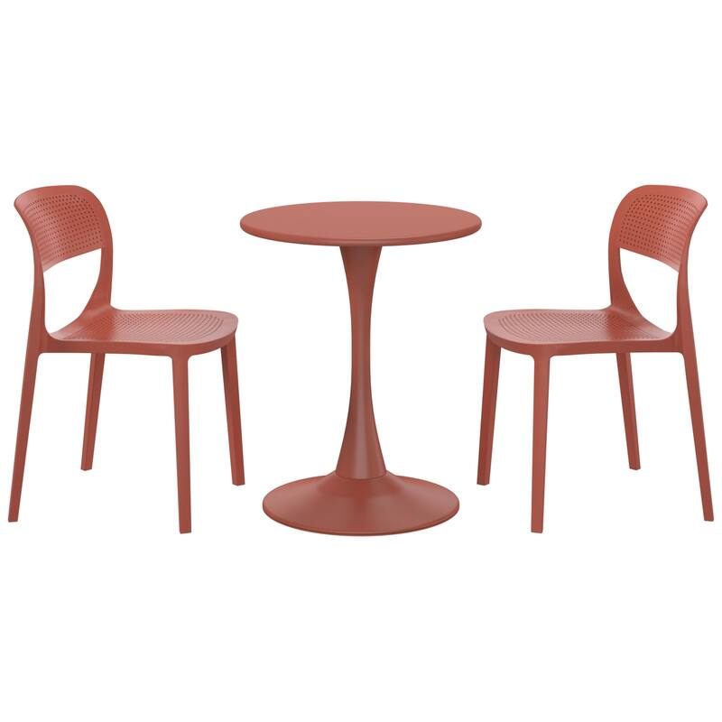Frond and Form 2-Person Outdoor Round Dining Set - Red