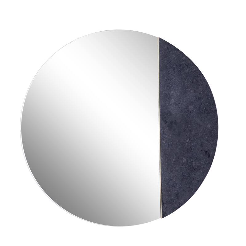 Glass Wall Mirror with Marble Accent - Black - Roche River Decor - Black