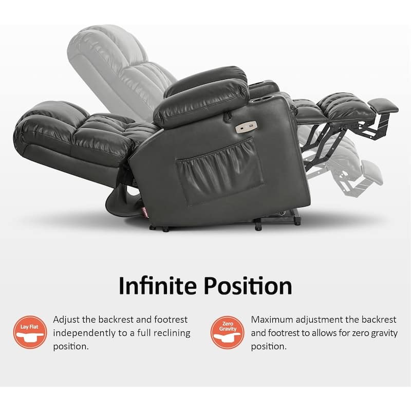 MCombo Dual Motor Small Power Lift Recliner Chair for Elderly, Lay Flat Lift Chair with Heat and Massage, Faux Leather 7893