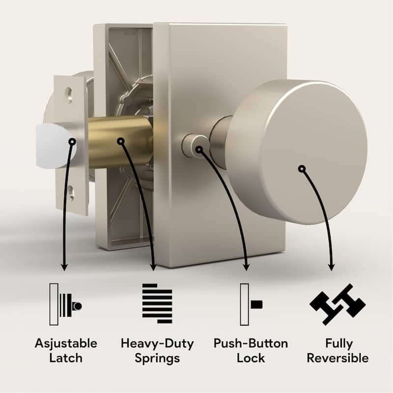 Mega Handles LAURA Privacy Door Knob | Keyless, Reversible, Heavy-Duty Smooth Lock for Hallway, Closet, Bathroom