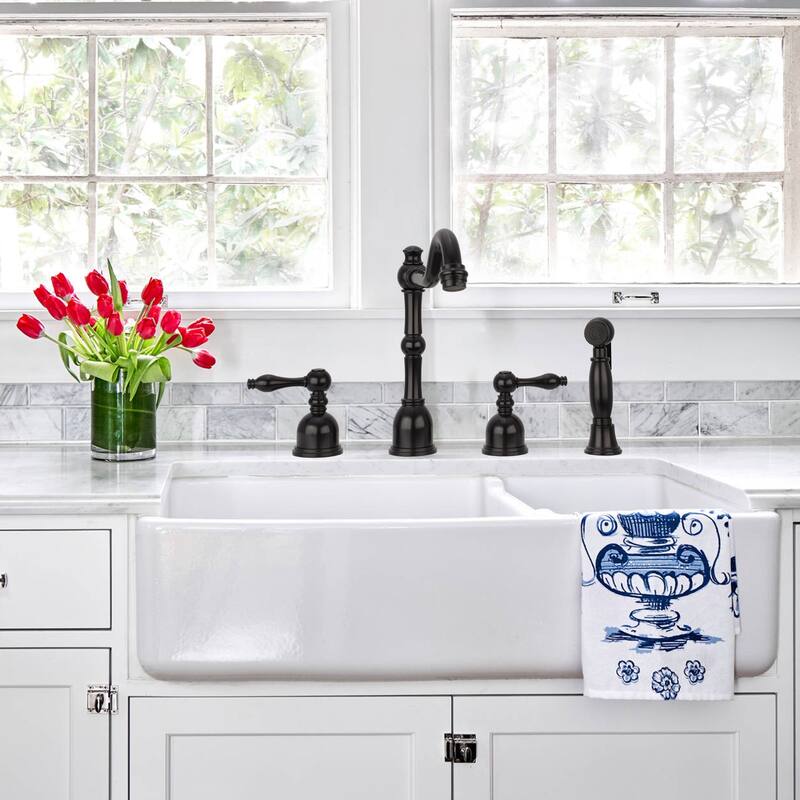 Two-Handles Widespread Kitchen Faucet with Side Sprayer