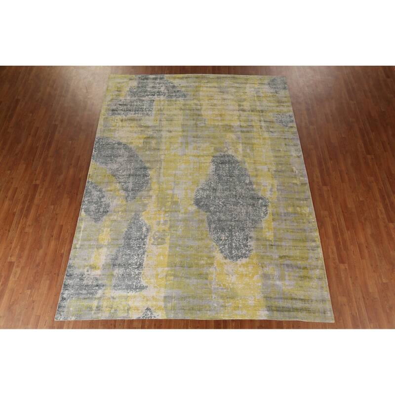Modern Abstract Indian Area Rug Handmade Wool Carpet - 8'11"x 11'10"