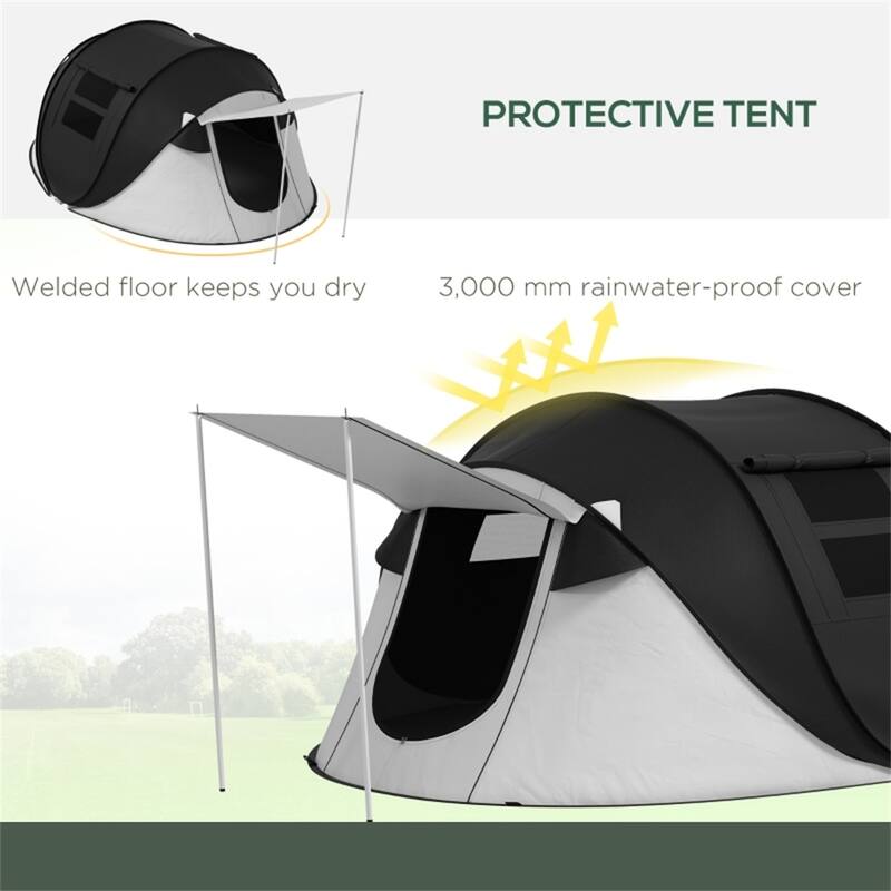 Spacious Family Camping Tent for Outdoor Adventures Quick Setup Waterproof with Porch Area - 110.2" x 81.9" x 46.1"