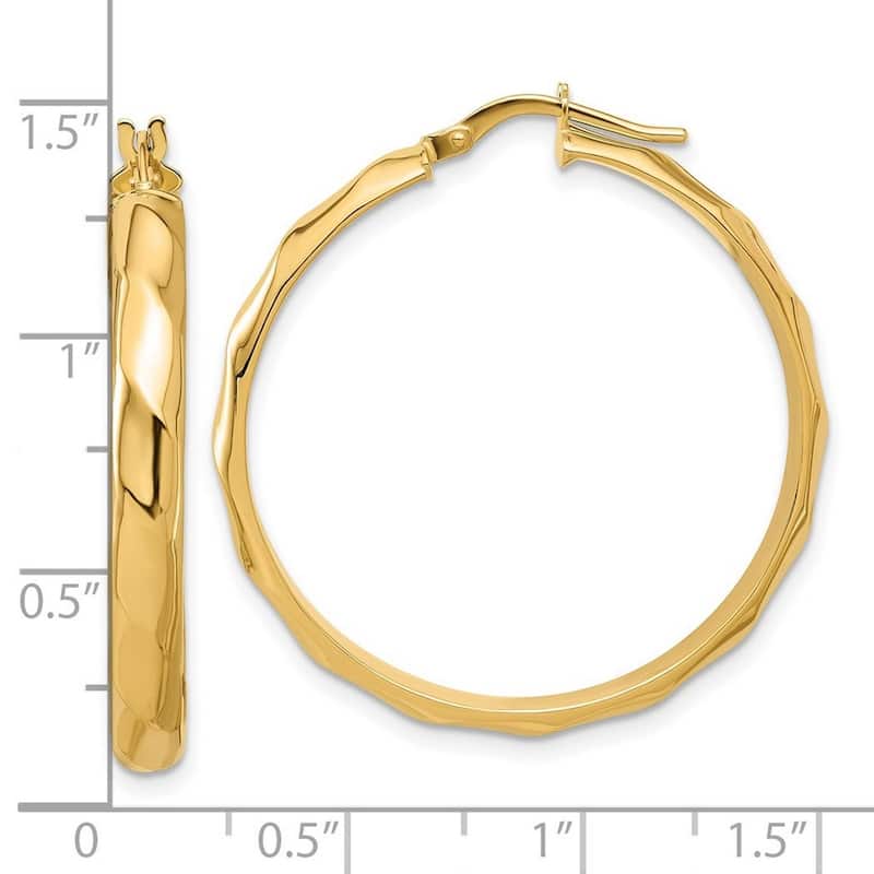 Curata 14k Yellow Gold Polished Twisted Round Hoop Earrings - 36x33.69mm