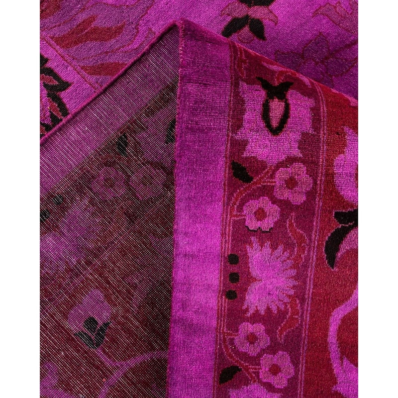 Overton Handknotted Wool Vintage Inspired Contemporary Overdyed Purple Area Rug - 15' 5" x 12' 2"