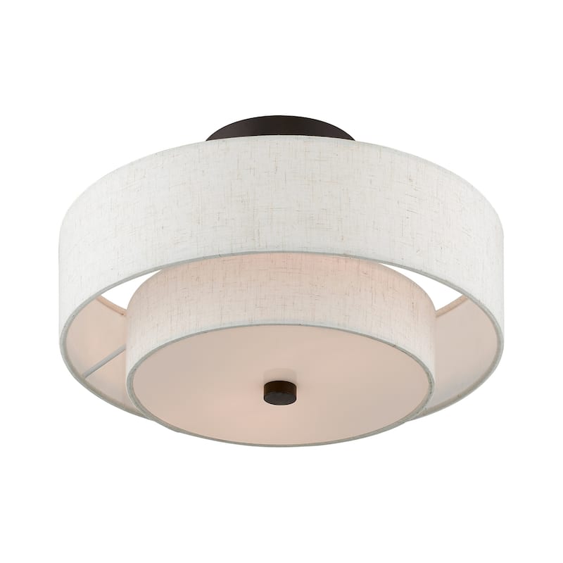 Livex Lighting Claremont 2 Light 13" Wide Semi-Flush Drum Ceiling
