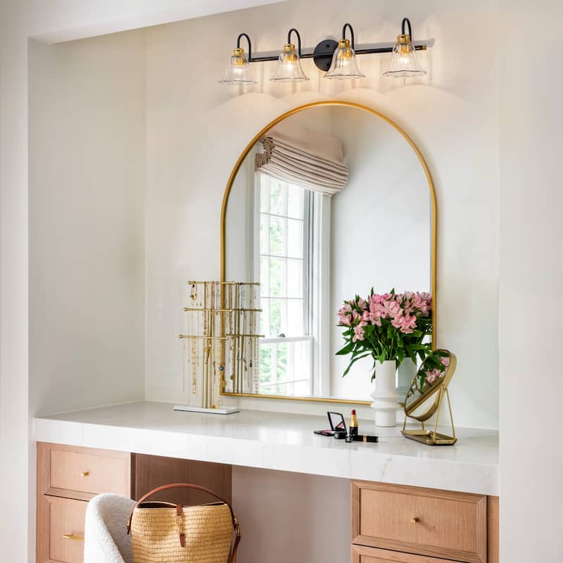 Modern Industrial 3/4-Light Bathroom Vanity Light with Clear Glass Shades