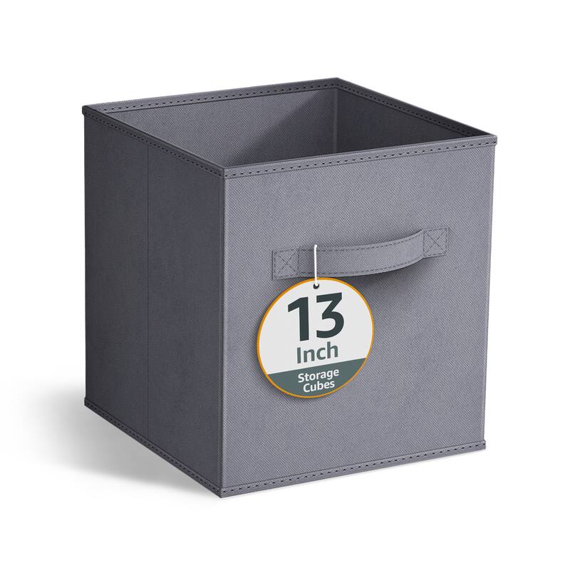 Sorbus 13" Foldable Storage Cube Basket Lightweight Organization Solutions - Single Pack - 13" L x 13" W x 13" H - Grey