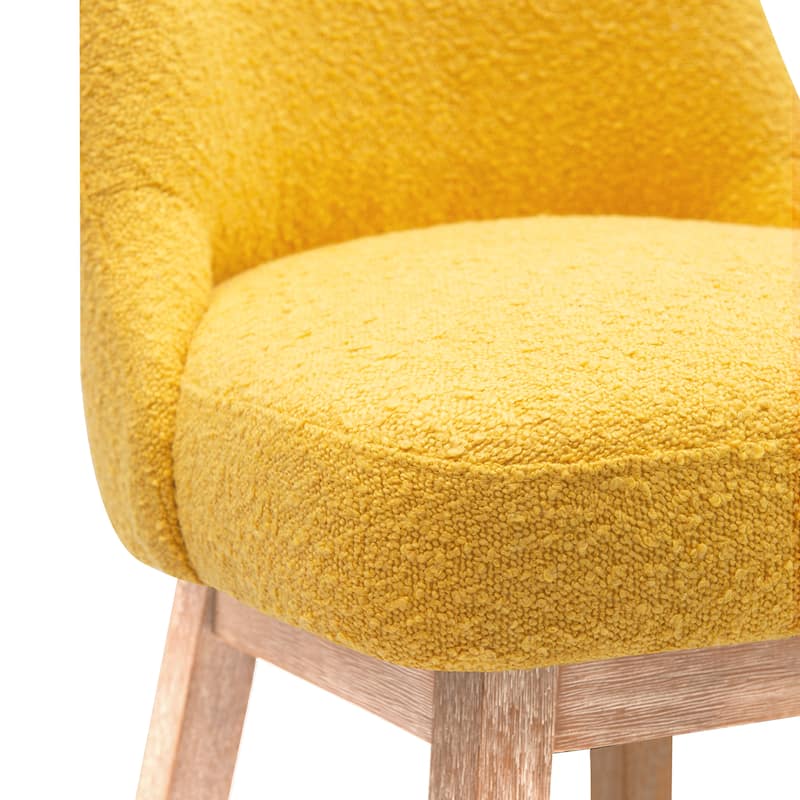 Boucle Polyester Upholstered Swivel Counter Stool - Foot Glides (Set of 3)