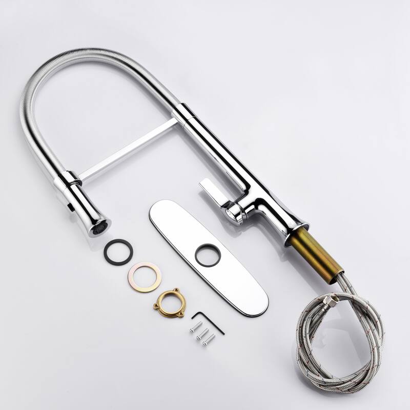 UltraFaucets Nita Collection Spring Spout Kitchen Faucet With Pull-Down Spray
