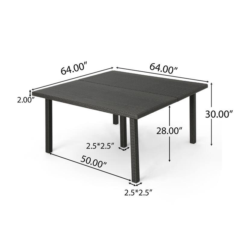 Fiona Outdoor 64-inch Square Wicker Dining Table by Christopher Knight Home - 64.00"L x 64.00"W x 30.00"H