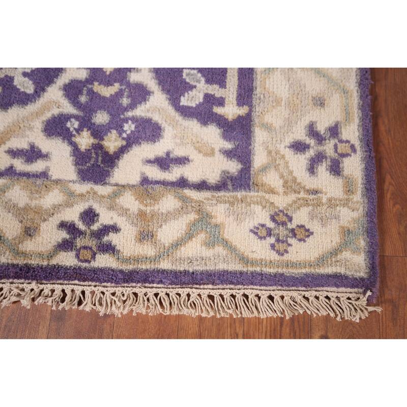Purple Oushak Oriental Runner Rug Handmade Wool Carpet - 2'6"x 9'9"