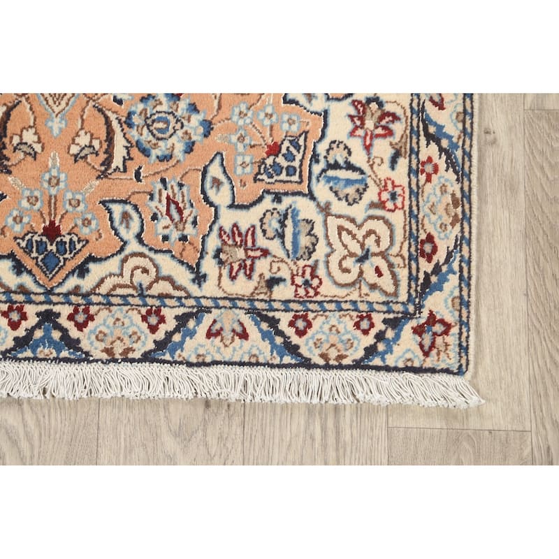 Vegetable Dye Floral Nain Persian Area Rug Hand-knotted Wool Carpet - 2'11" x 4'6"