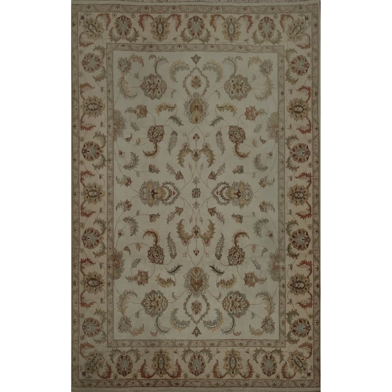 Hand Knotted Oriental 100% Wool Carpet Traditional All-Over Beige & Ivories Peshawar Area Rug - 12' 4'' X 8' 10''