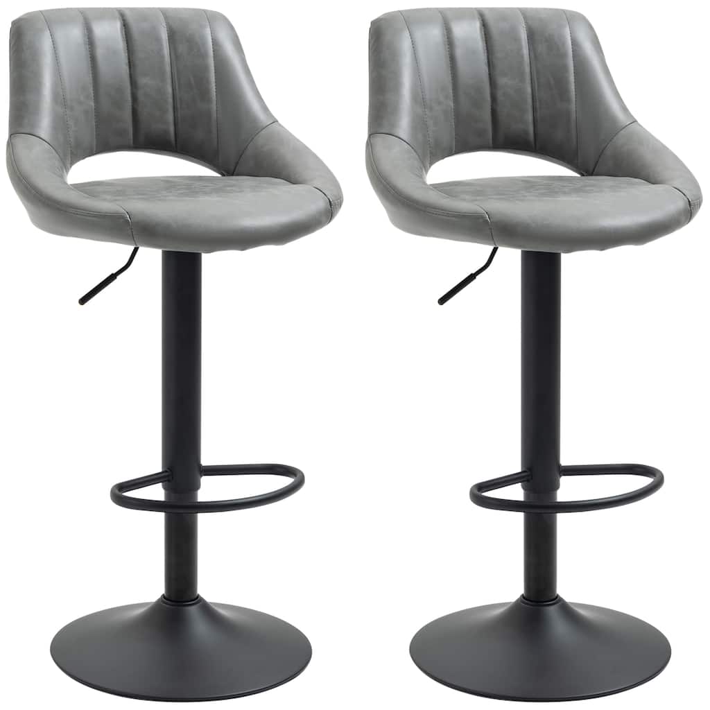 Bar Stools Set of 2, Swivel Bar Height Barstools Chairs with Adjustable Height, Round Heavy Metal Base and Footrest