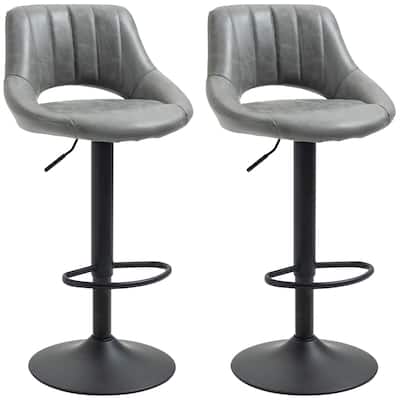 PU Leather Swivel Bar Stools Set of 2, Counter Height Bar Stools with Footrest, Kitchen Island Chair with Back