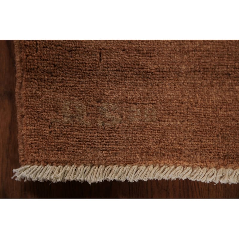 Brown Gabbeh Modern Area Rug Hand-Knotted Wool Carpet - 4'11" x 6'6"