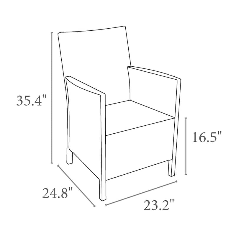 35.5" Gray Patio Dining Arm Chair with Sunbrella White Cushion