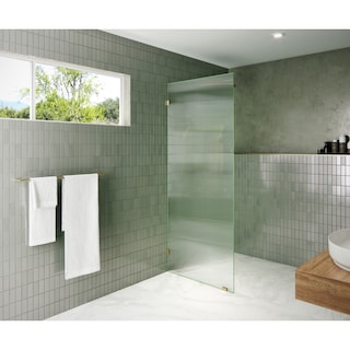 Glass Warehouse 32" x 78" Frameless Shower Door - Single Fixed Panel Fluted Frosted