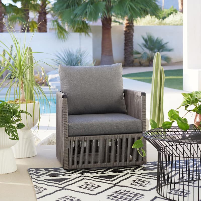 DreamPatio Antonio Swivel Patio Rope Chair with Cushions
