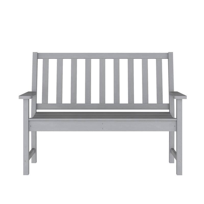 Indoor-Outdoor Recycled HDPE Bench with Contoured Seat and Integrated Arms