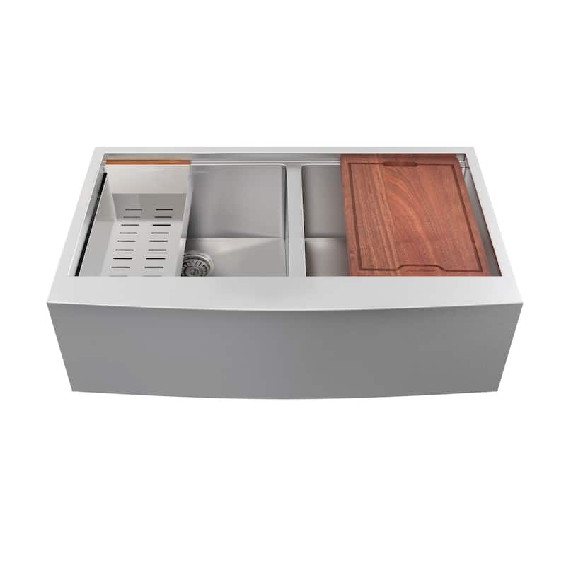 Swiss Madison SM-KS787 Rivage 36" Farmhouse Double Basin Stainless - Stainless Steel