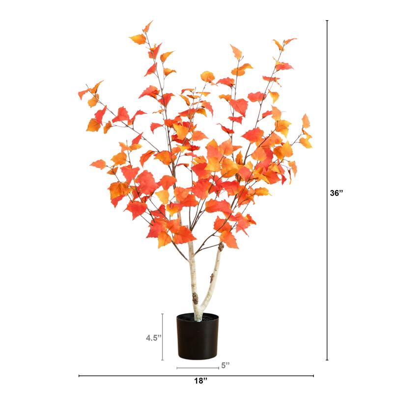 3-ft Autumn Birch Artificial Fall Tree - Green