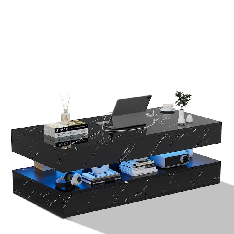 Pocassy 47.2" Living Room Led Tables with Wireless Charging