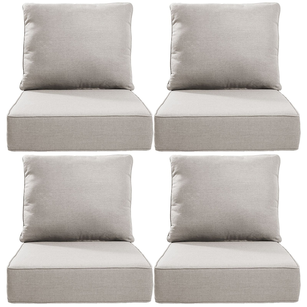 Gymojoy 24"x24"x6" Thick Cushions & Pillows Set - Deep Seat Indoor/Outdoor Water & Fade Resistant