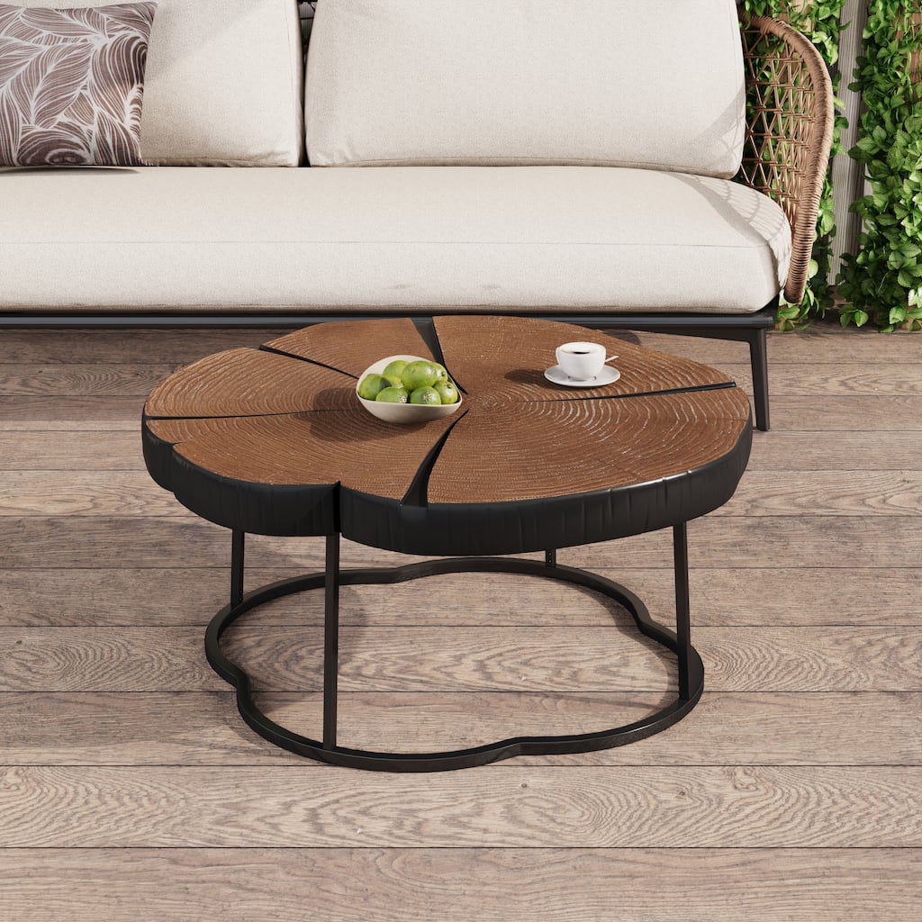 Christopher Knight Home - Arbor Modern MGO Top & Black Iron Base Coffee Table with Natural Wood Texture