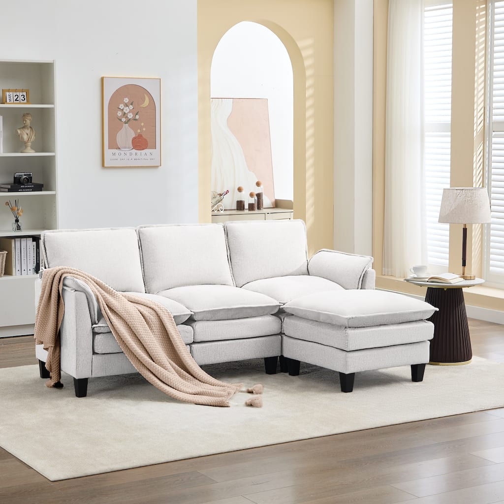 Luxury 3-Seater Sofa & Footstool - Ultra-Plush, Multi-Room Comfort