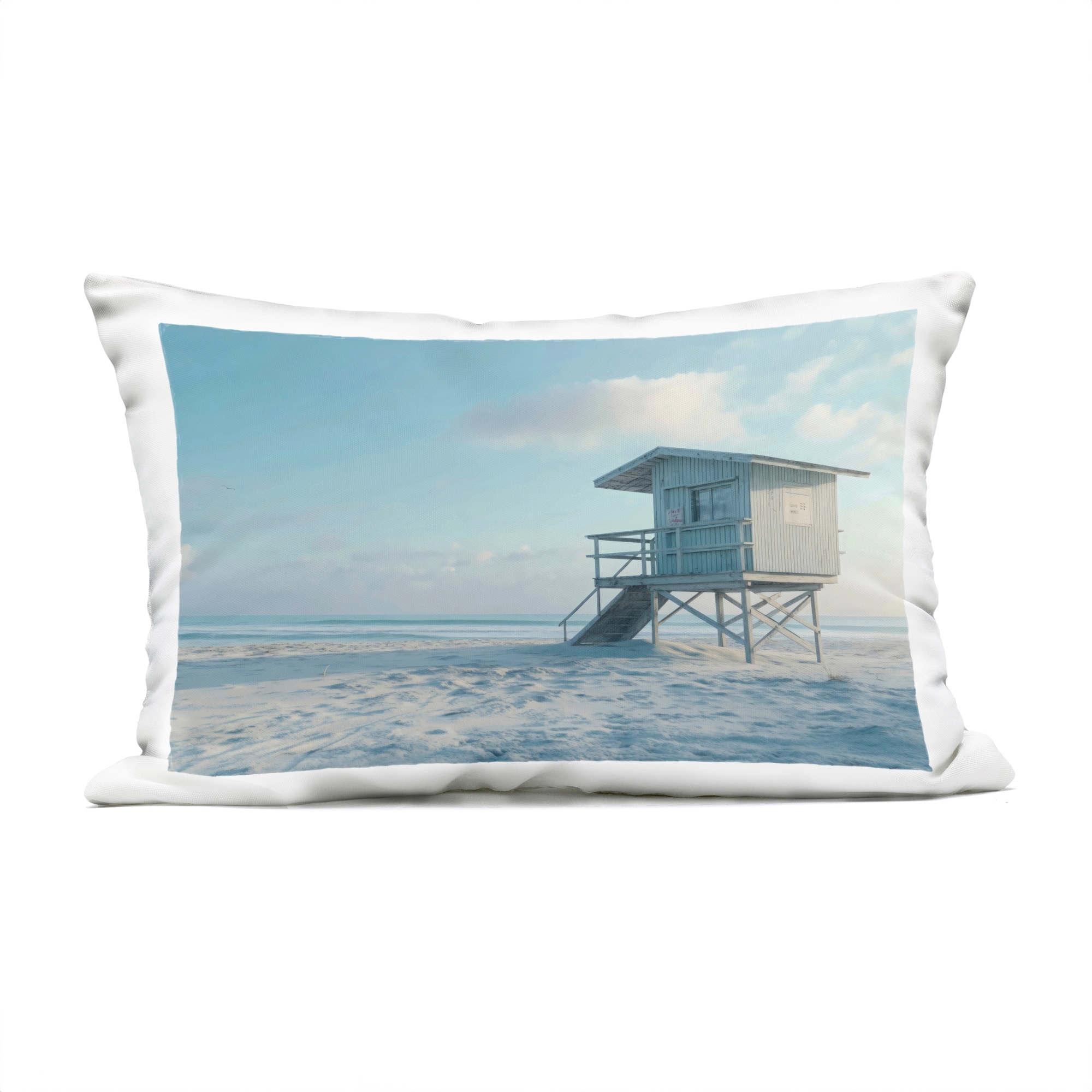 Stupell Blue And White Beach Scene Outdoor Throw Pillow Design By LSR Design Studio