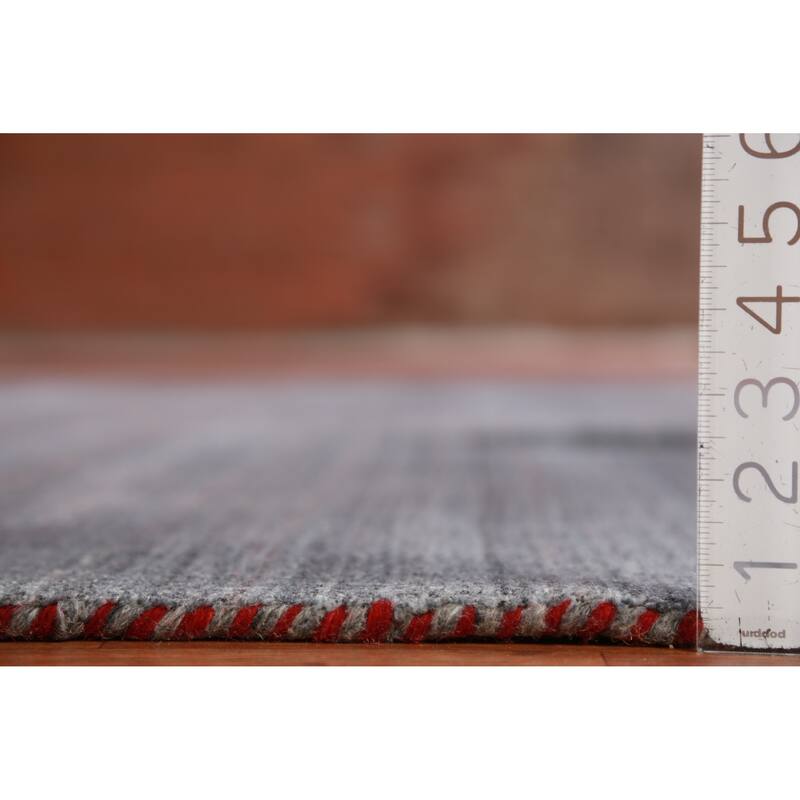 Hand Knotted Oriental 100% Wool Carpet Tribal Tribal Greys & Charcoal Gabbeh Area Rug - 9' 6'' X 8' 1''