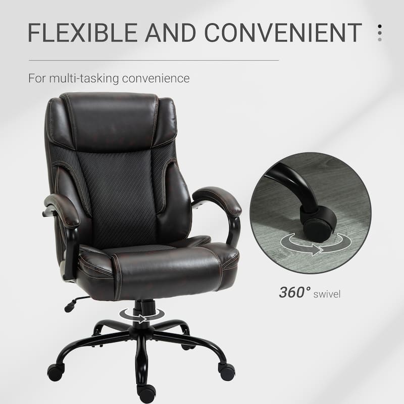 Vinsetto 484LBS Big and Tall Ergonomic Executive Office Chair High Back Adjustable Computer Task Chair Swivel PU Leather