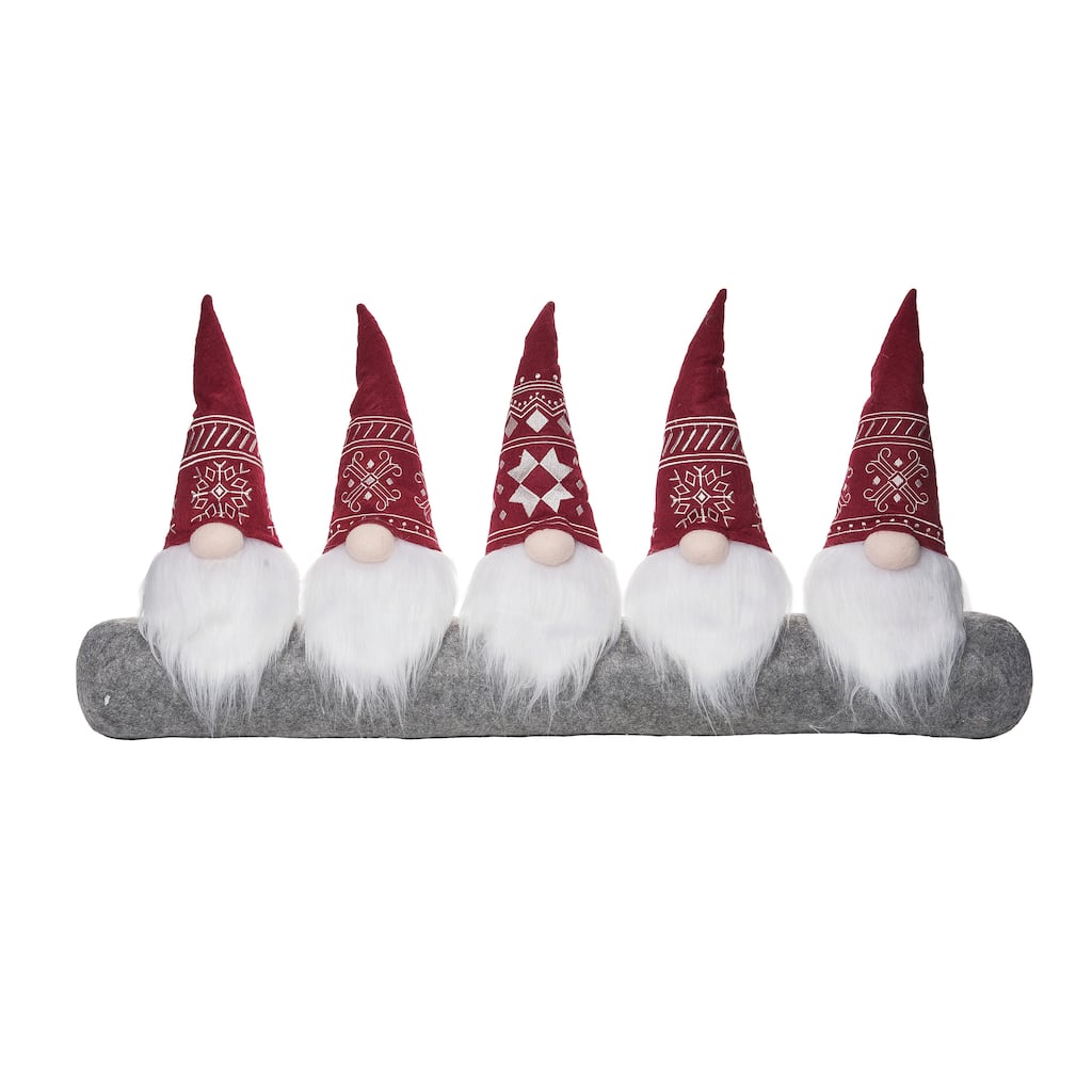Transpac Polyester 30 in. Multicolor Christmas Plush Nordic Gnome Draft Dodger