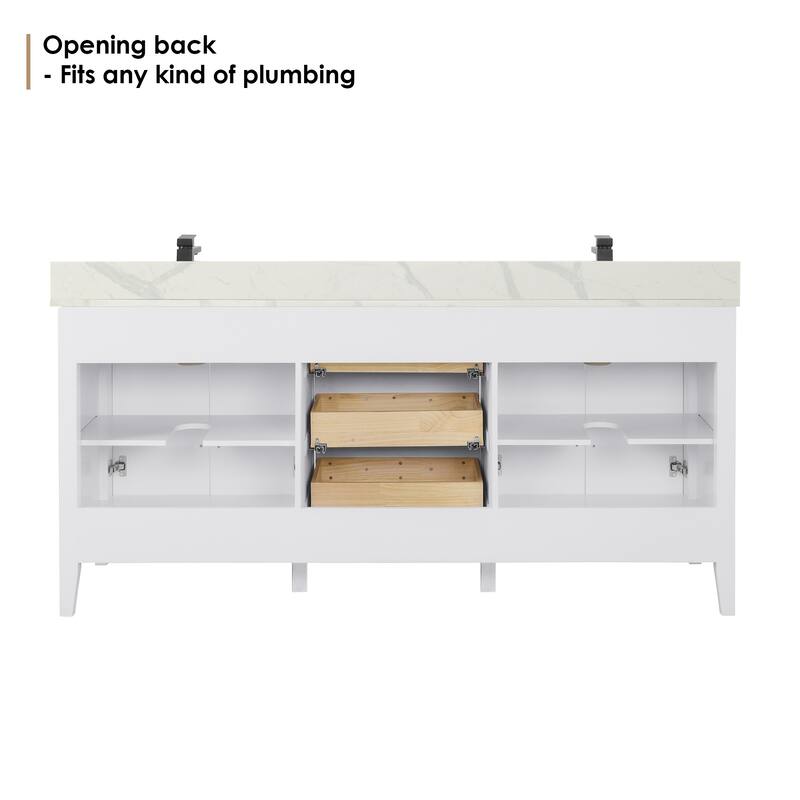 Altair Laurel Bath Vanity with Calacatta White Quartz Stone Countertop without Mirror
