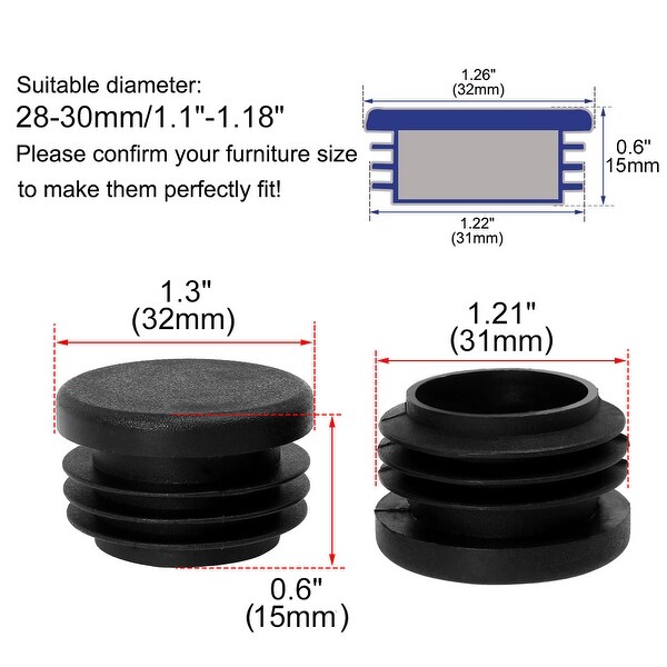 Black Plastic Round Post Pipe Rod End Caps 3-30mm Selection List 
