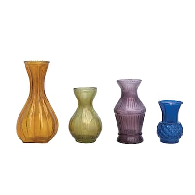 Debossed Glass Bud Vases