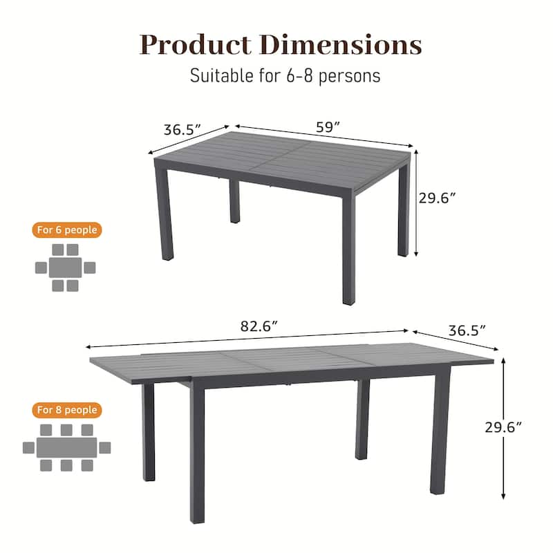 Outdoor Patio Dining Set Chairs and Extendable Table