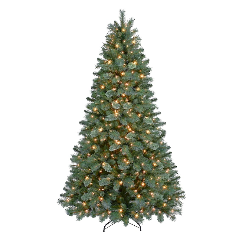 Puleo International 6.5 ft Pre-Lit Teton Artificial Pine Tree - Green