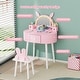 preview thumbnail 20 of 51, Kids Vanity Set with Mirror Makeup Dressing Table with Drawer
