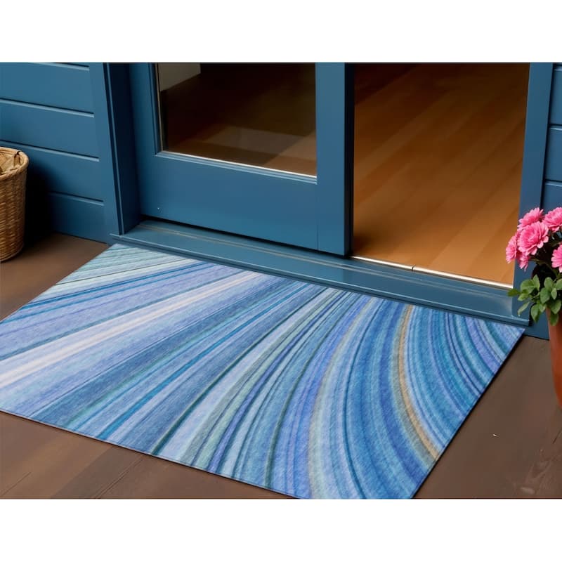 HomeRoots Abstract Transitional Rectangle Outdoor Rug - 3' x 5'