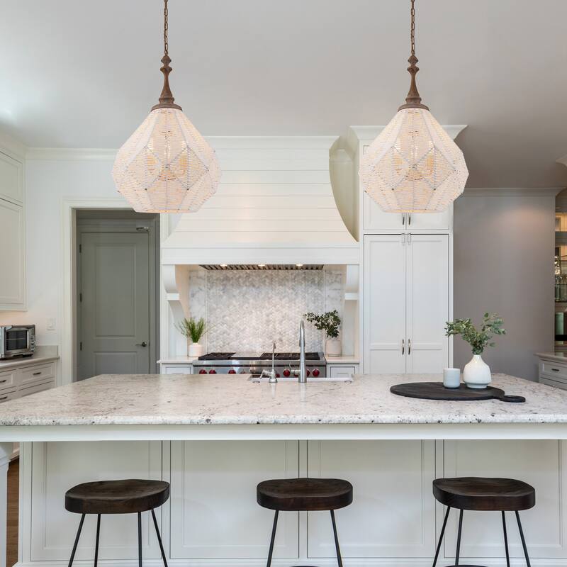 3-Light White Coastal Pendant Light - 19 Wide
